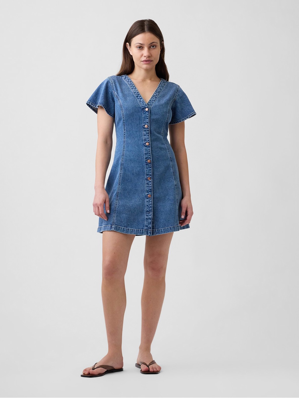 Gap Women's Flutter-Sleeve Denim Dress
